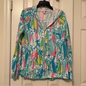 Lilly Pulitzer Beach and Bae Mooring Hoodie Jacket Pink Sailboat Size Medium